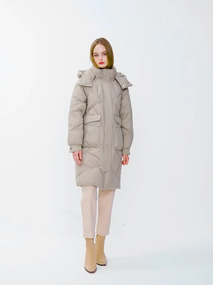 Hooded Coat Women Down Jacket Winter White Duck Thickened Warm Loose Profile New High-end Coats Cold-resistant Mid-length Parkas