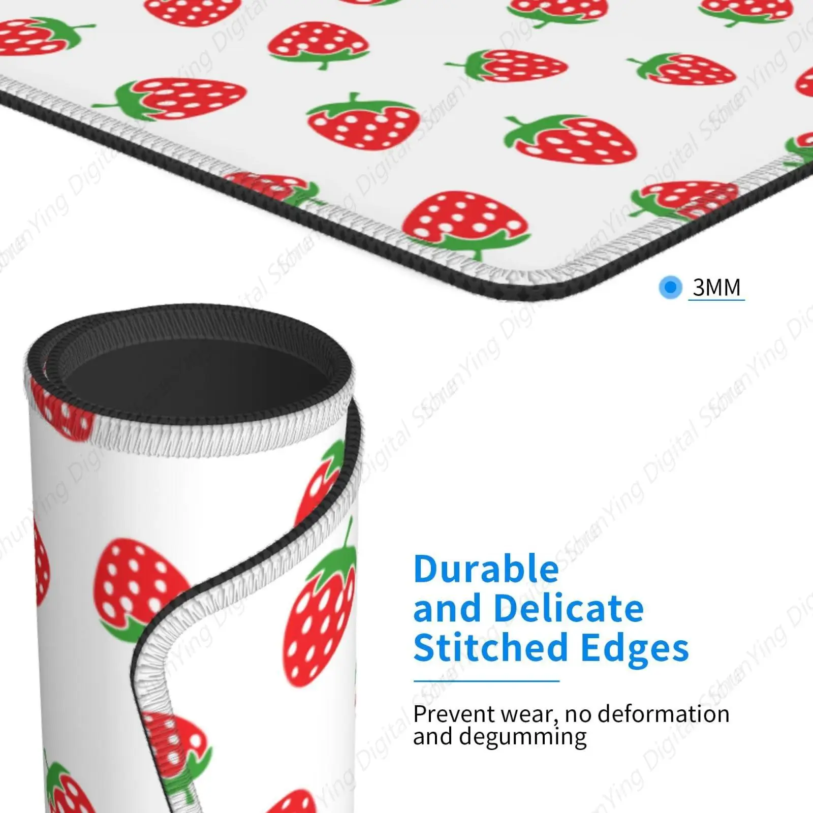 Коврик для мыши с фруктовым клубничным узором нескользящий резиновый мужской и