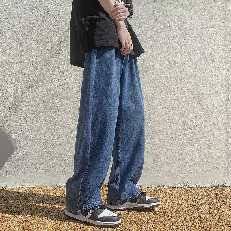 

Джинсы мужские прямые однотонные свободного покроя, с широкими штанинами