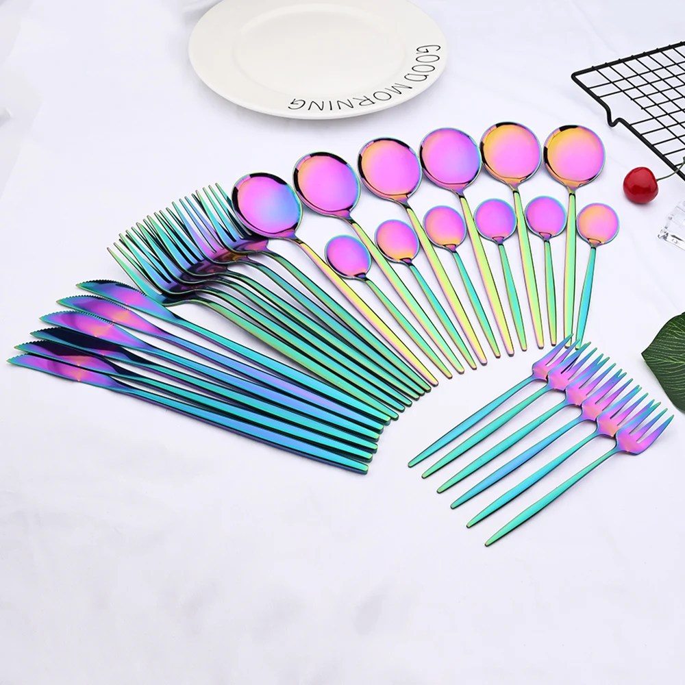 6 комплектов/30 шт. розовая фотография набор из нержавеющей стали нож вилка ложка