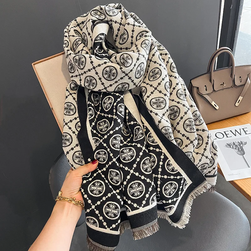 Новый дизайн роскошный теплый кашемировый шарф для женщин зимние дизайнерские