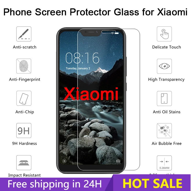 

Закаленное стекло для Mi 5 4S 4C 4i 3 2, Защита экрана для Xiaomi Mi A2 Lite A1, закаленное защитное стекло на Mi Pocophone F1