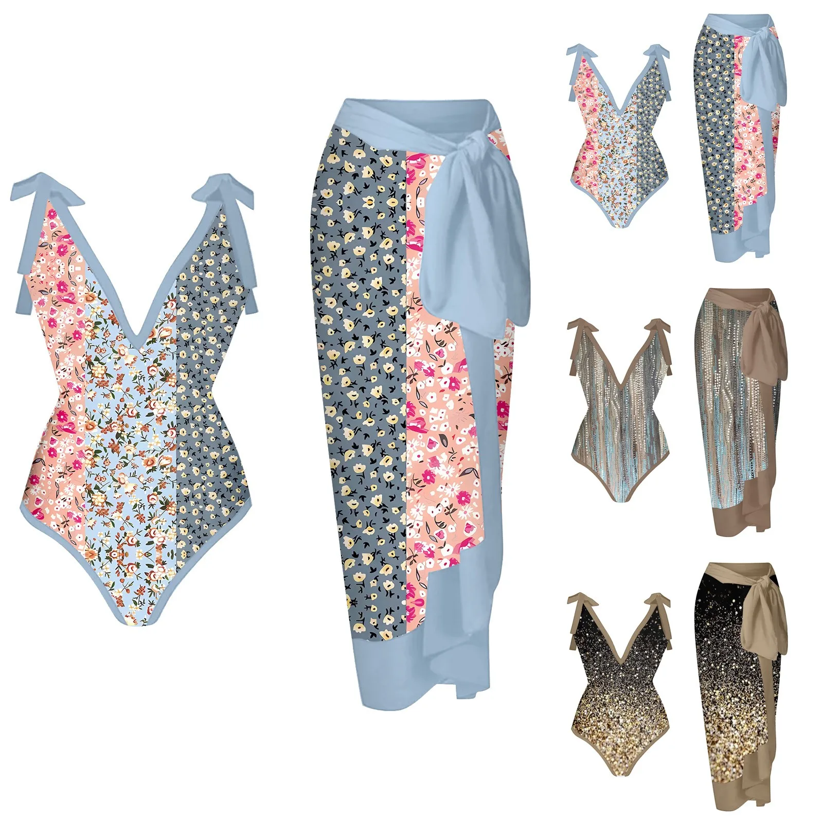 

Женский купальник-монокини с винтажным принтом, 1 шт. + 1 шт.