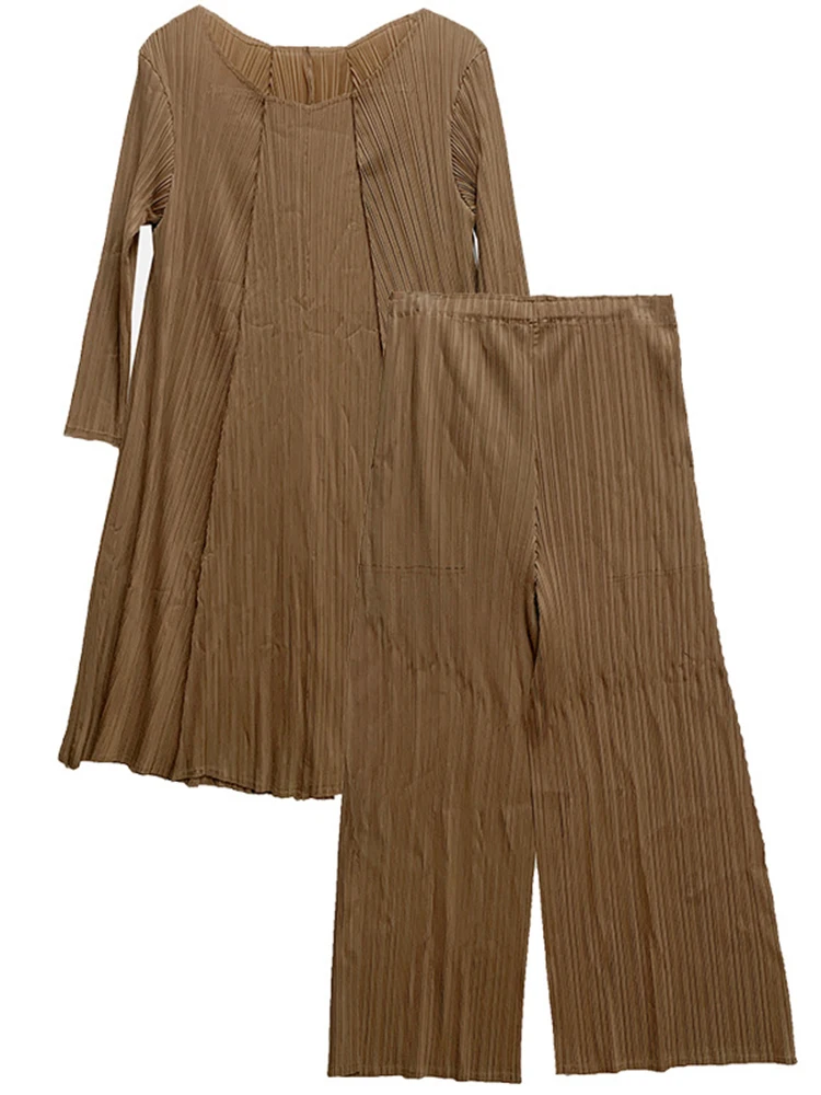 LANMREM Pleated Set Women Irregular Loose Long Shirt Top Wide-leg Pants 2 Pieces Set Female Elegant Clothing 2023 Summer 2R4383 enlarge