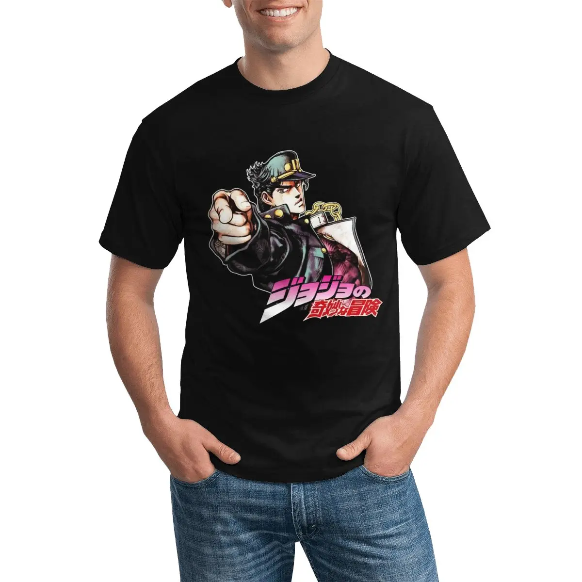 

Kujo Finger футболка Jojo Необычные Приключения Хлопковая мужская футболка с коротким рукавом графическая футболка забавная