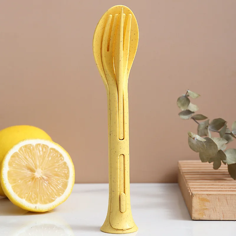 

3pcs/set 3 in 1 Travel Portable Cutlery Set Japan Style Wheat Straw Knife Fork Spoon 3 In 1 Wheat Straw Knife Fork Spoon Japan