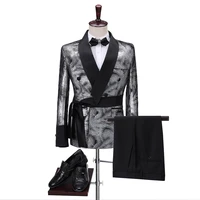 latest coat pant designs 2022 slim shiny silver smoking jacket italian tuxedo dress double breasted men suits for wedding groom