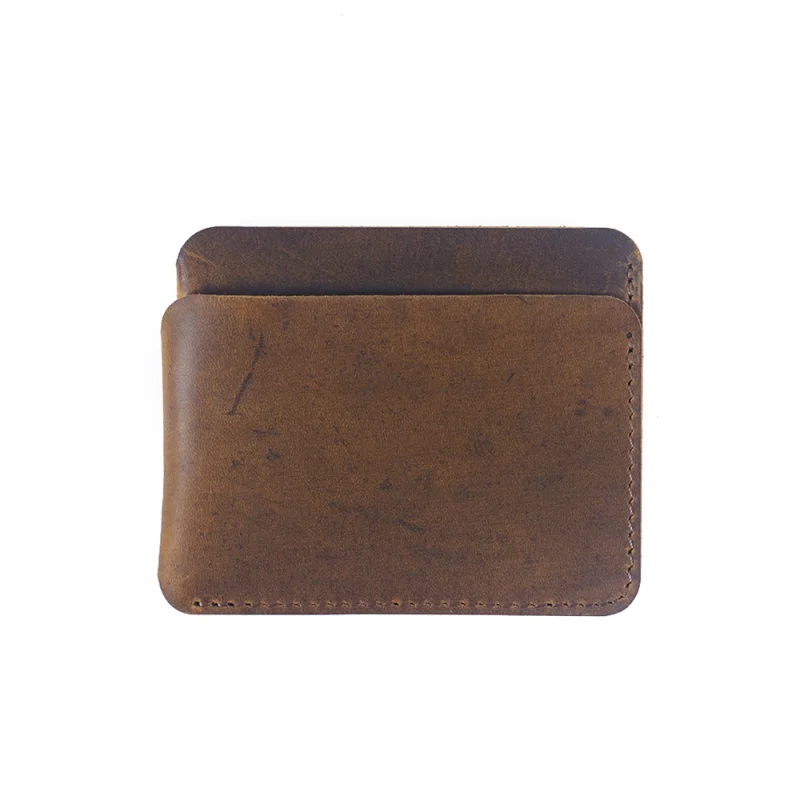 

100% Genuine Leather Credit ID Card Holder Crazy Horse Leather Travel Mini Wallet Retro Vintage Business Purse Case