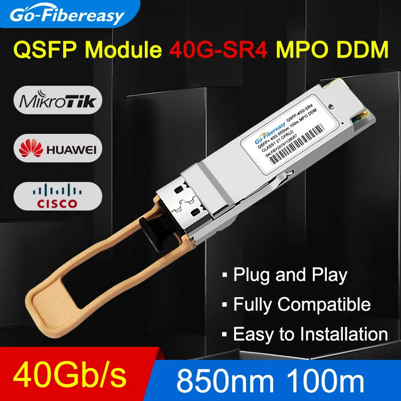 

QSFP 40Gb Transceiver Module 40GBase-SR4 QSFP+ Fiber Optic Module Cisco QSFP-40G-SR4 850nm 150m DOM MTP/MPO MMF Optical Switch