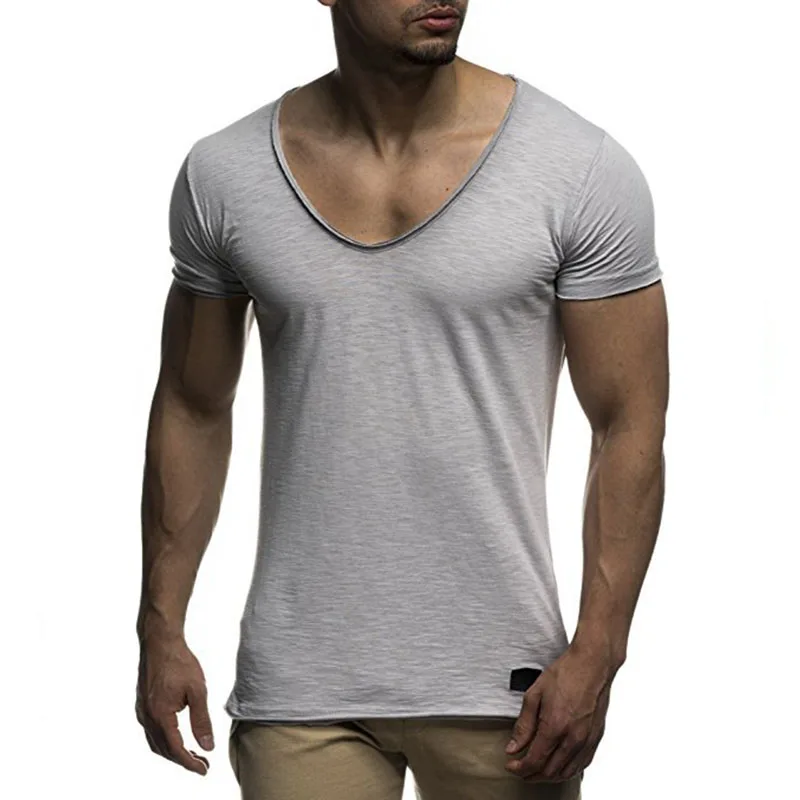 

2023 Summer New Men's Fashion Sweetheart Neck T-shirts Leisure Sports Short Sleeve Tees Asian size