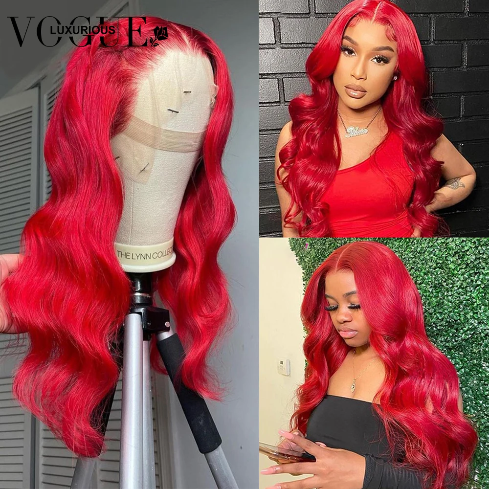 

Парик из человеческих волос с красной кружевной передней частью для женщин, натуральные черные волнистые передние парики с предварительно ...