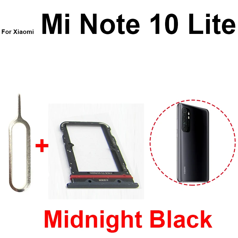Фото Держатель лотка для SIM-карты для Xiaomi Mi Note 10 Note 10 Pro Mi Note 10 Lite, слот для SIM-карты, адаптер для чтения, запасные части со штифтом №5