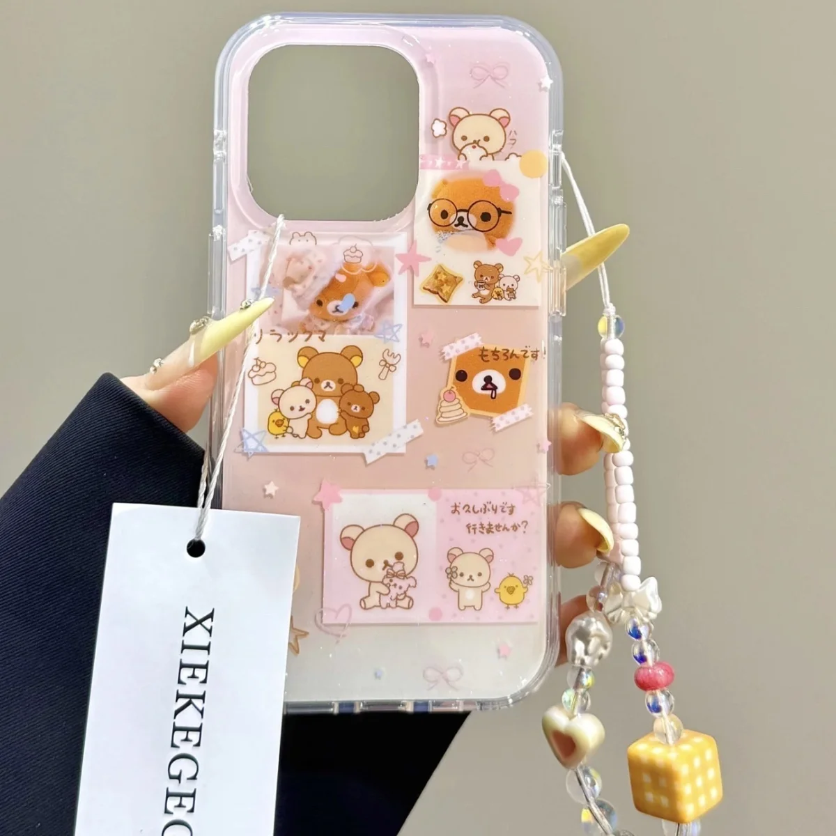 Корейский полноэкранный чехол для телефона R-Rilakkuma для iPhone 17, 16, 15, 14, 13, 12, 11 Pro Max 14, 15, 16, 17 Air Plus Sweet Y2K Girl Cover (art.: 3920d4b474aed) - 3920d4b474aed