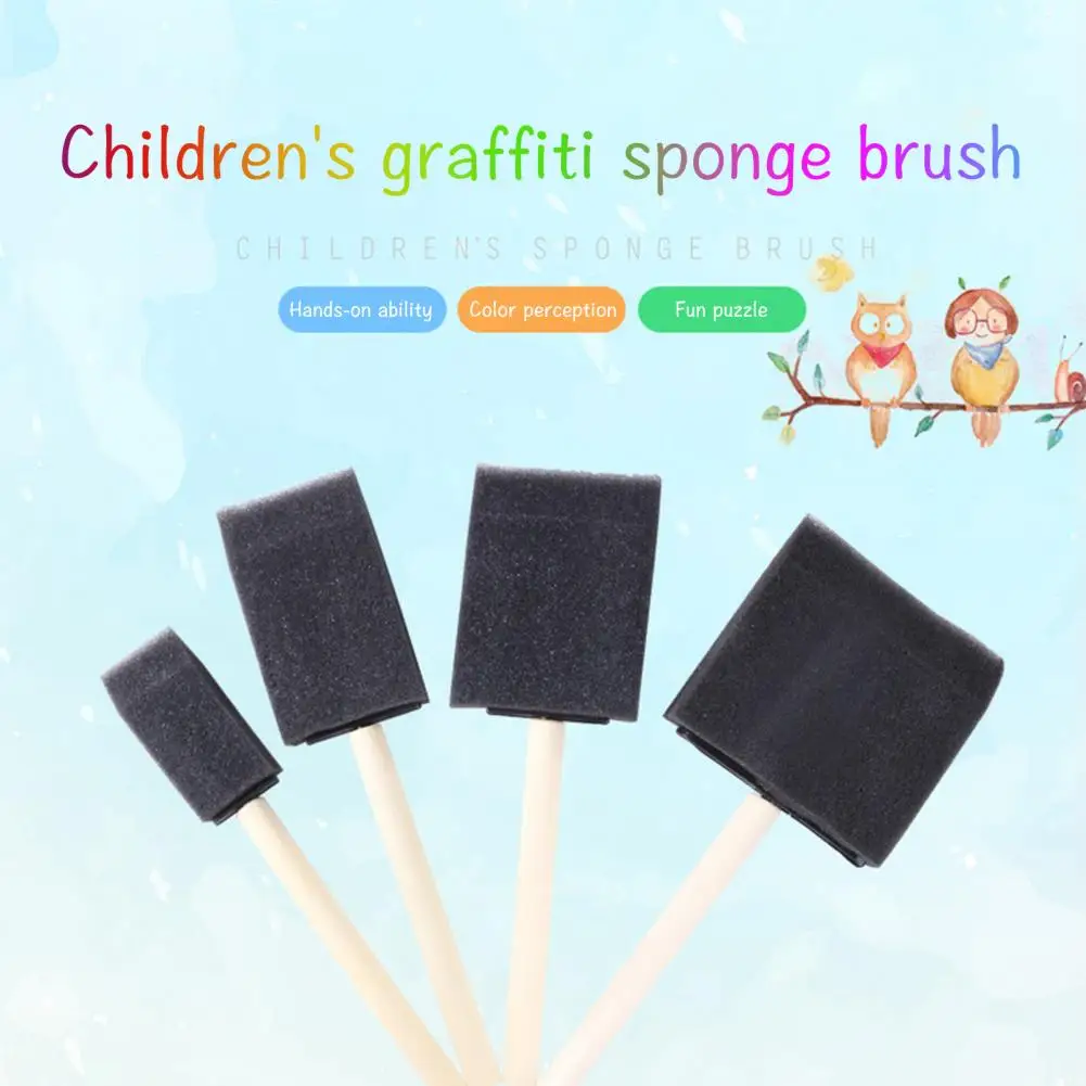 

40pcs/set Sponge Paint Brush Wooden Handle Sponge Foam Brushes Art Painting Tool for Kids DIY Toy Art Supplies