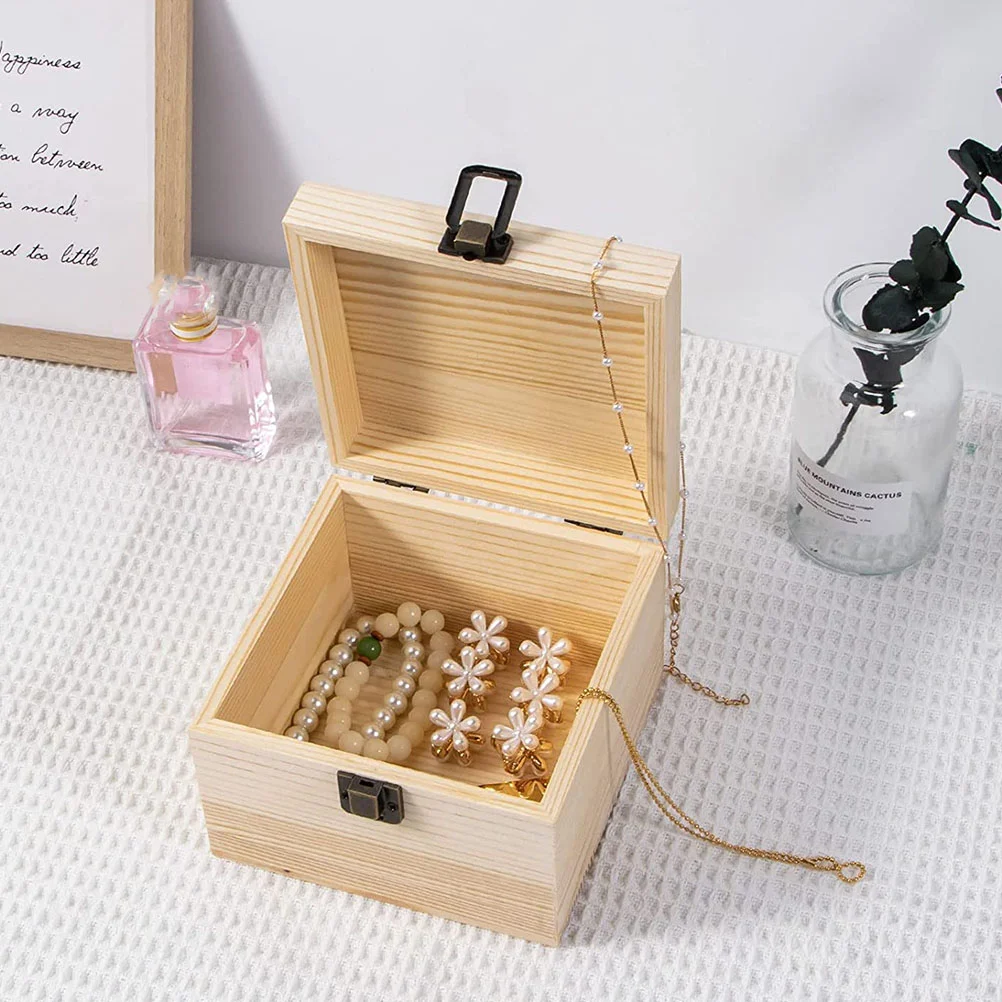 Деревянные коробки для хранения, незаконченные, для росписи, для создания ювелирных изделий, для хранения сокровищ, неокрашенные, поставка защиты дерева, маленькие, пустые, простые для детей.