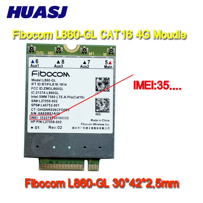 

Huasj L860-GL FDD-LTE TDD-LTE Cat16 xmm 7560 4G Módulo 4G SPS # L40752-001 4G Cartão Cartão Para laptop EliteBook 830 1040 G5