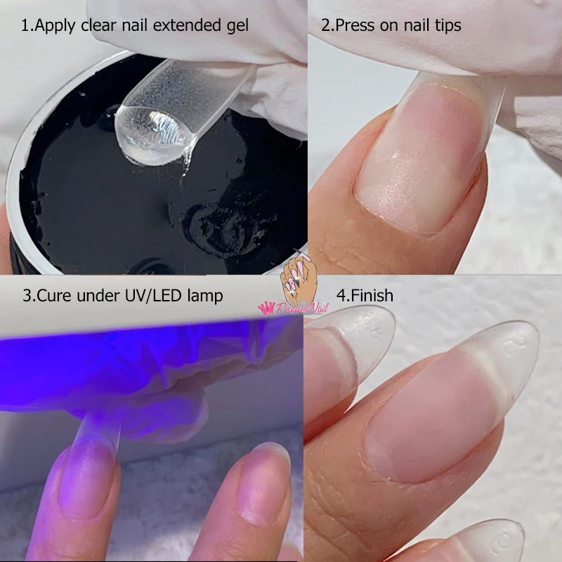 Gel Nail Extensions Soft Gel Press On Nail Tips Short Stiletto Full Cover Fake Nails Faux Ongles images - 6