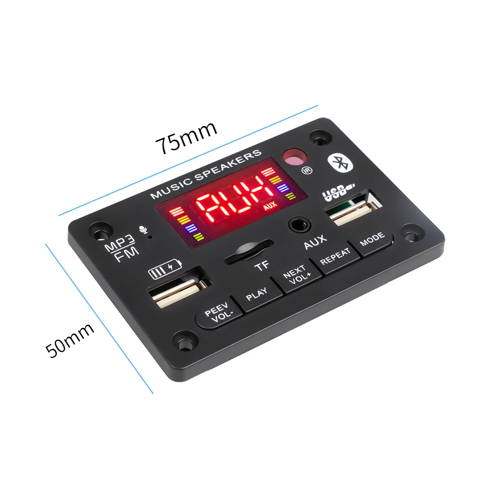 Цветной экран DC7V-24V MP3 декодер плата 80 Вт усилитель Bluetooth 5 0 с портом для зарядки
