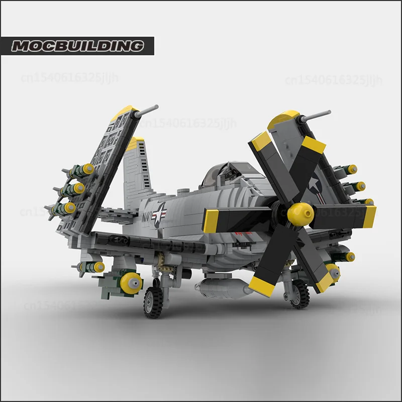 MOC Building Blocks 1:35 Scale A2D Skyshark Aircraft Display Model DIY Assembly Technology Bricks Collection Toys Xmas Gifts
