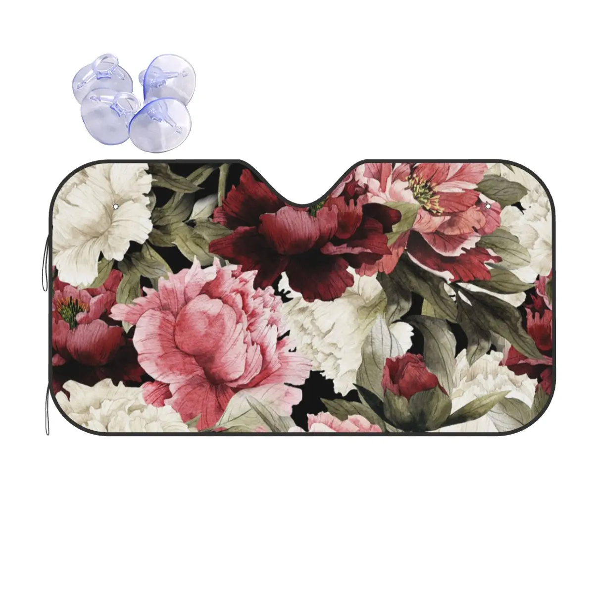 

Chinoiserie Windshield Sunshade Chinese Flower Universal Car Front Window Visor 70x130cm Car Sunshade Ice Shield Dust Protection