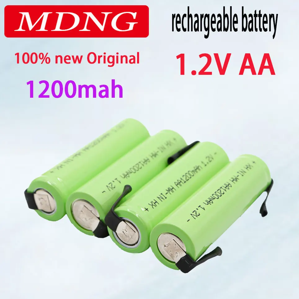 

1.2V AA rechargeable battery 1200mah nimh cell Green shell with welding tabs for Philips electric shaver razor toothbrush