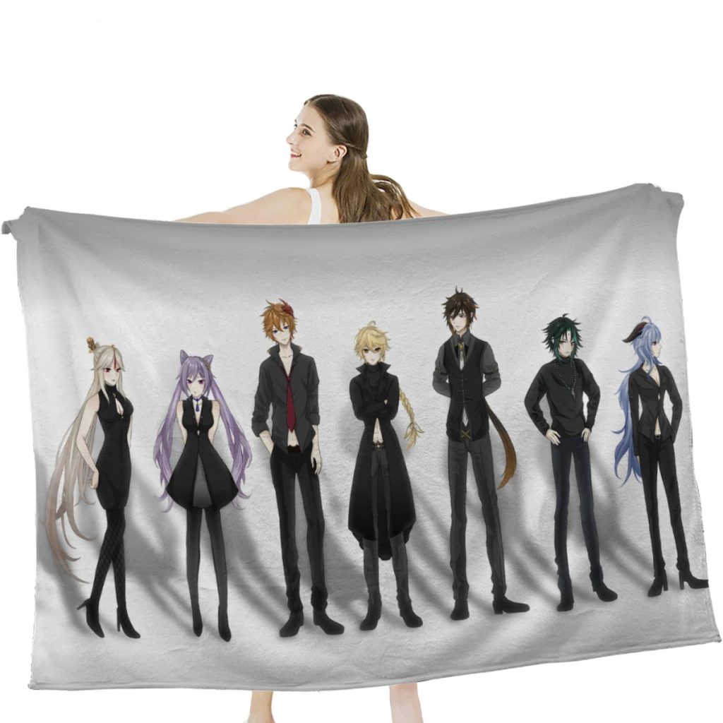 

Genshin Impact Tartaglia Throw Blanket Soft Velvet Blanket Camping Bedding Blanket Cold Cinema or Travel