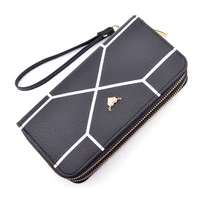 new womens wallet double zipper long fashion clutch bag pu large capacity mobile phone coin storage bag