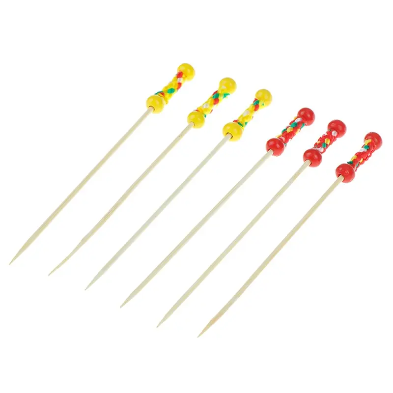 

100pcs Disposable Bamboo Forks Twisted Party Buffet Fruit Desserts Pick Skewer Food Cocktail Sandwich Fork Stick 12cm