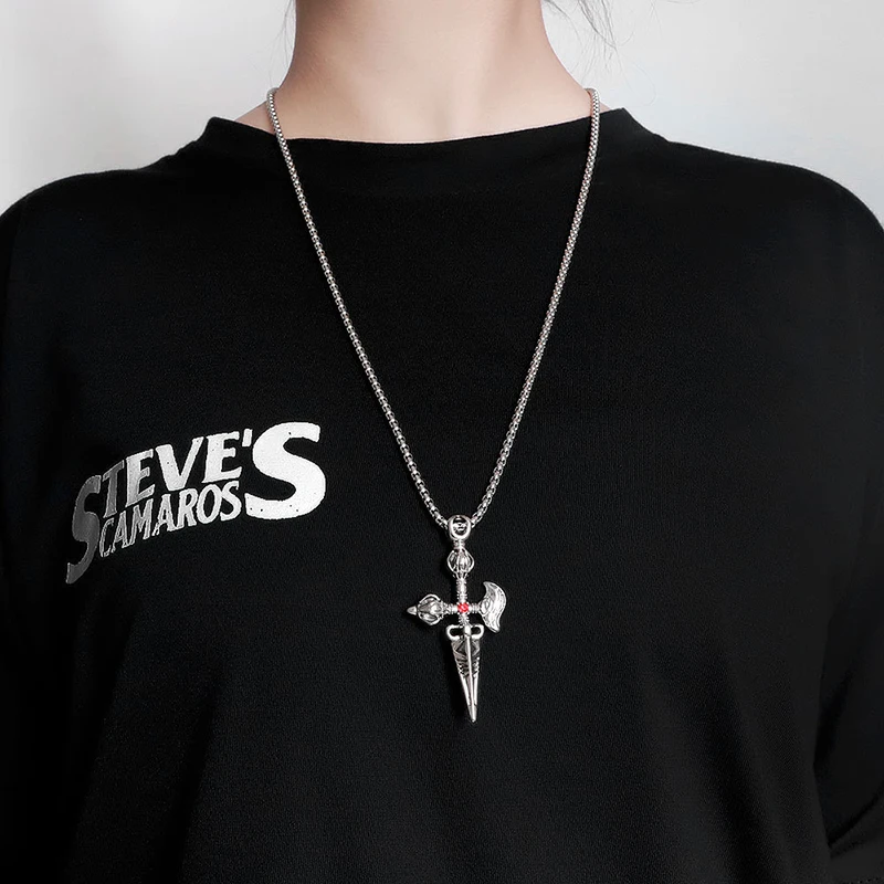 

Vintage Hip Hop Cross Pendant Necklace for Man Trendy Design Stainless Steel Personality Sweater Chain Women Jewelry Accessories
