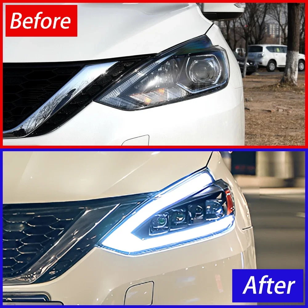 Фото Автомобильные передние фонари для Nissan Sylphy Sentra 13th 2016-2019, обновленная сборка автомобильных фар, светодиодные 4 линзы проектора, аксессуары №5