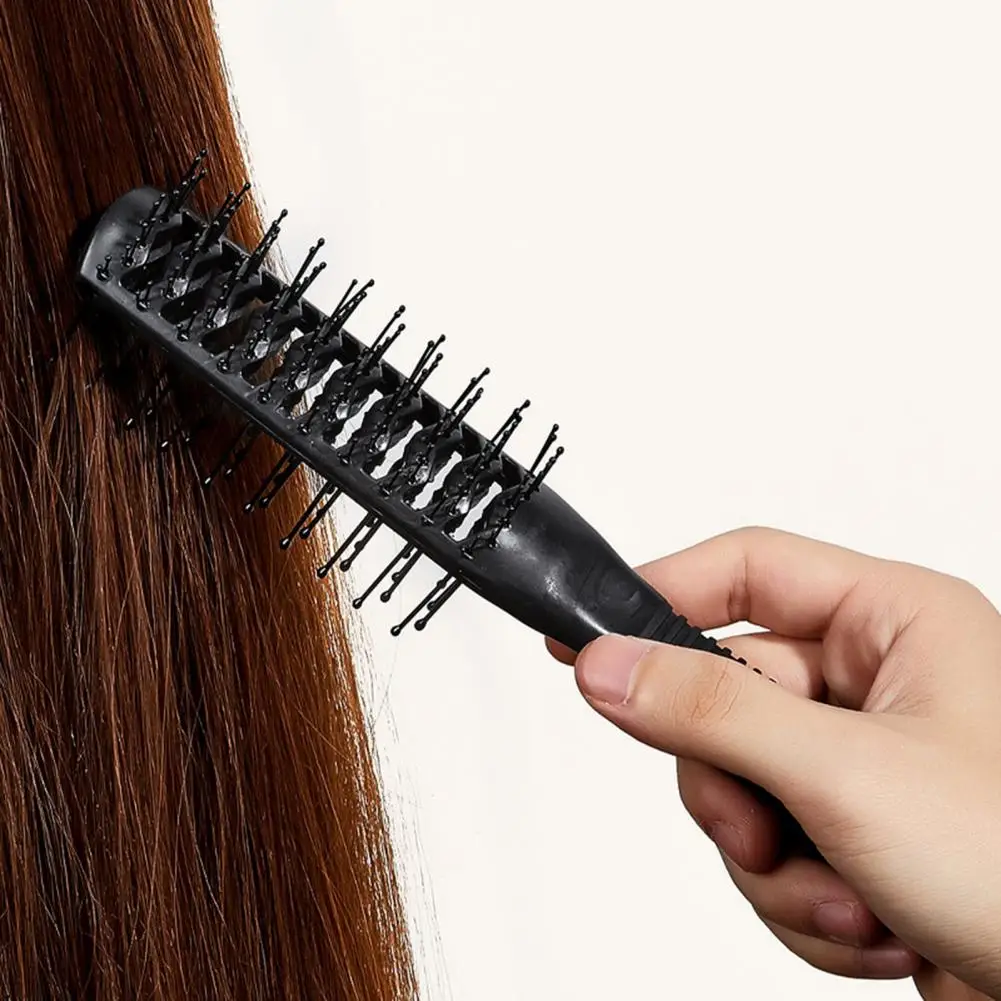 

Rib Comb Soft Teeth Ergonomics Handle Non-Knotted Professional Salon Curl Hair Black Massage Hairstyling Tool