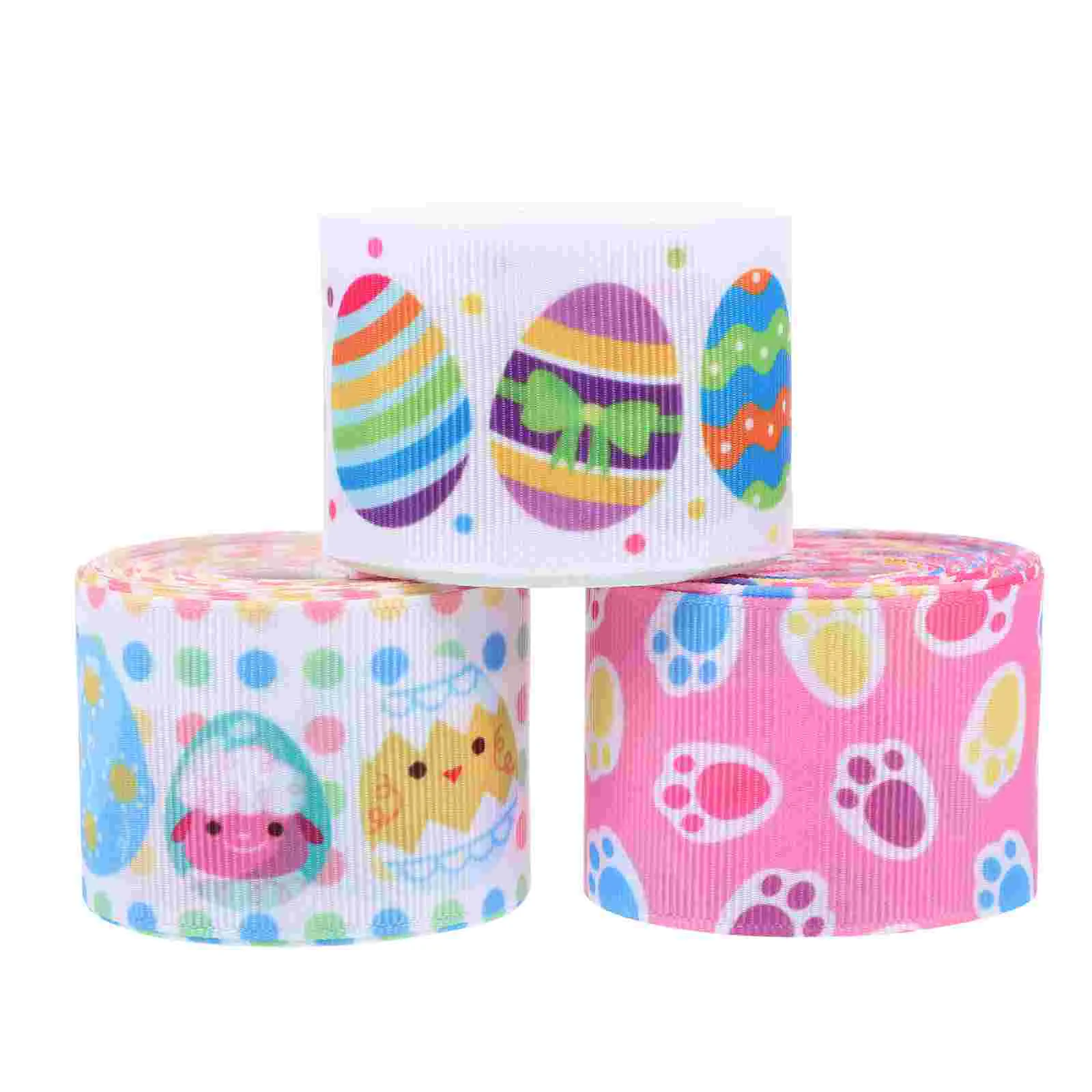 

3pcs Easter Egg Ribbons Gift Wrapping Webbing Decors Spring Party Decors