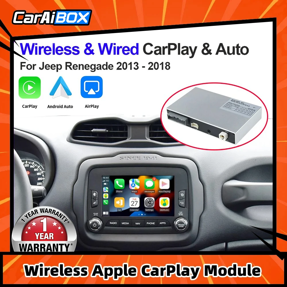 

EVKEY Carplay Module For Jeep Renegade 2013-2018 Wired & Wireless Apple Wired & Wireless Android Auto Box Mirror Link AirPlay