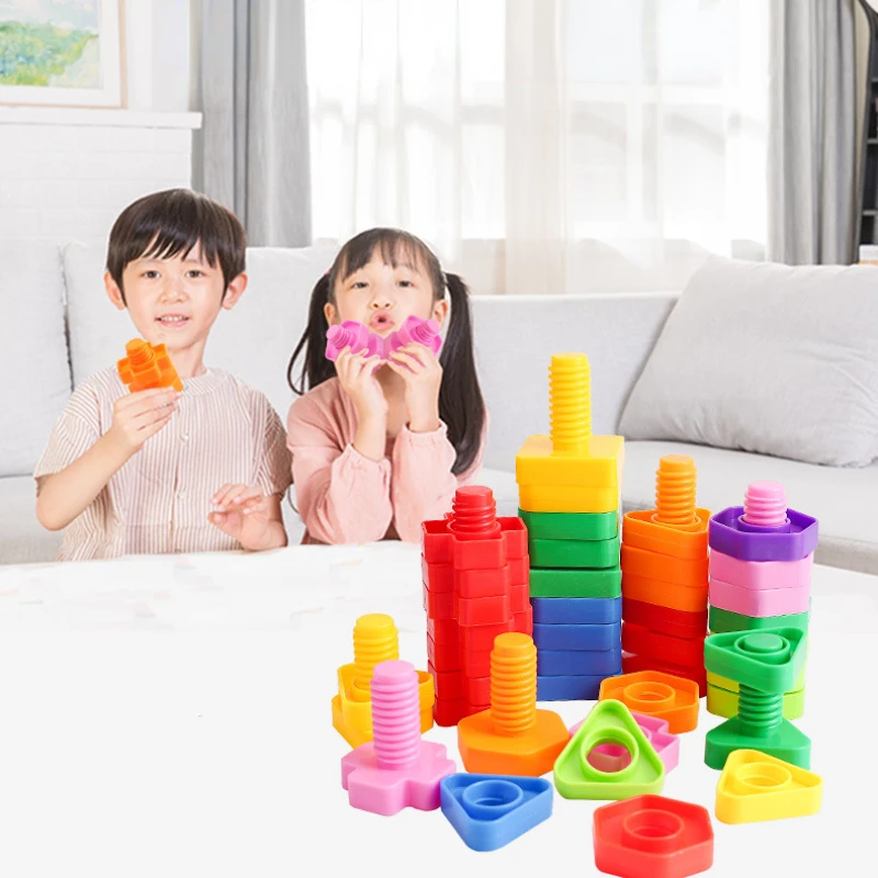 

Bolts Toys Child Montessori Screw Building Blocks Interesting Toys Preschoolers Kids Educational Building Girls Baby Toys