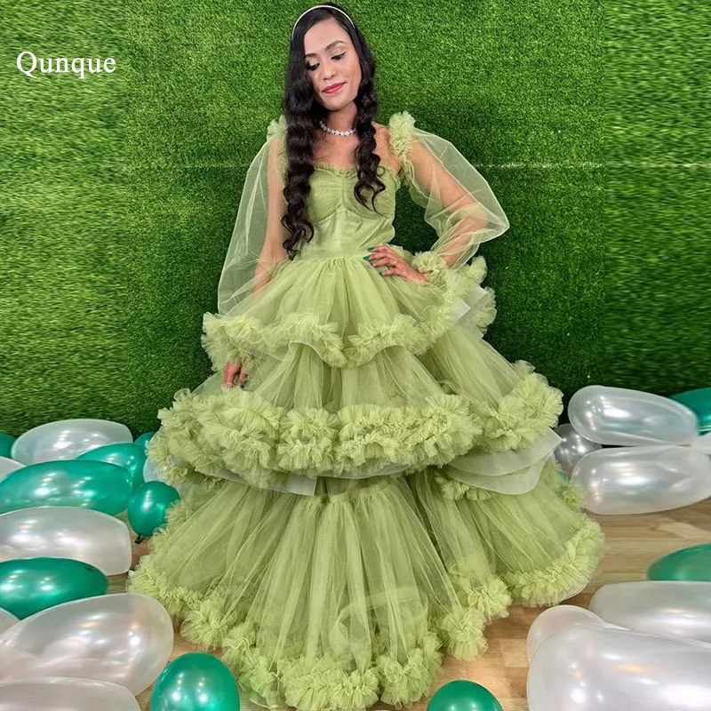 Вечерние платья Qunque А-силуэта для торжественных случаев Abiye пышные до пола с