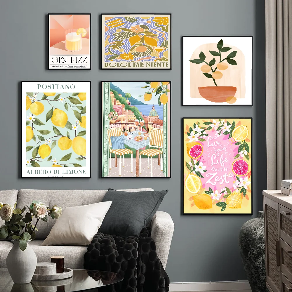 Positano Lemon Art самоклеящийся художественный постер водостойкая бумажная наклейка