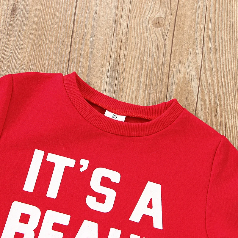 Рождественский наряд для маленьких девочек и мальчиков свитшот с круглым