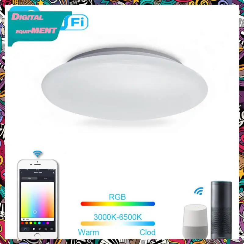 

Dual Mode Remote Control Ceiling Light App Voice Control Smart Ceiling Light For Living Room Decoration Bedroom Rgbcct 90-240vac