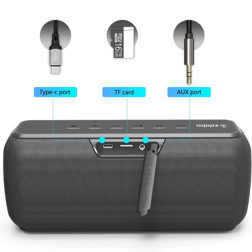 XDOBO Bluetooth 5.0 динамик Type-c перезаряжаемый звуковой бокс водонепроницаемый 60 Вт 3D