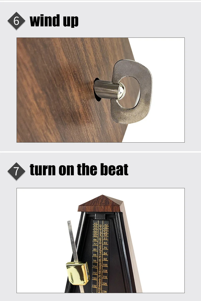 Standard Universal Guitar Metronome Mechanical Metronome Wood Design for Guitar Violin Piano Bass Drum Practice for Beginners