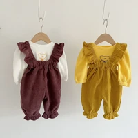 2022 new baby autumn corduroy overalls solid kids casual jumpsuit solid boys girls strap pants baby trousers infant clothes