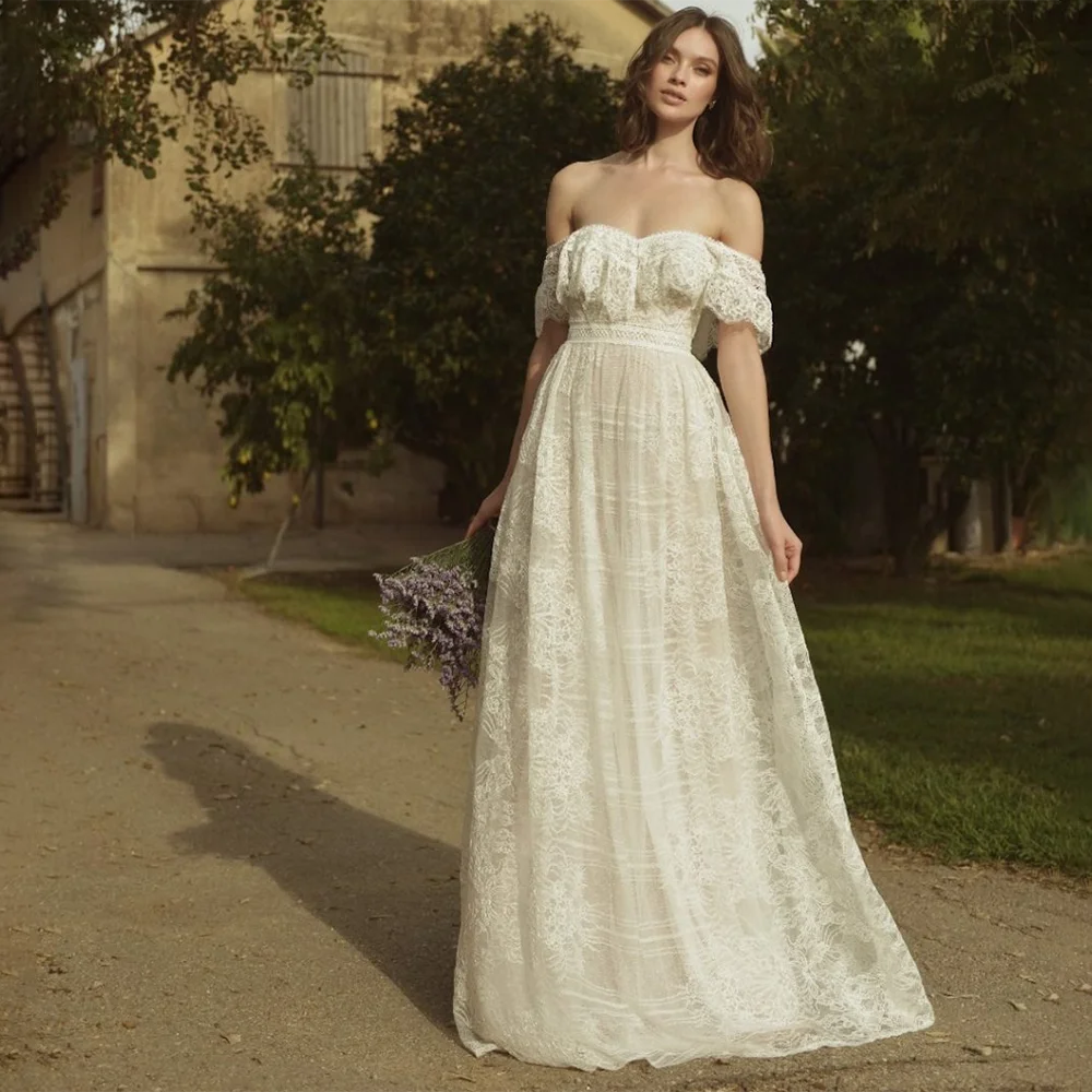 Lovedess Princess Sweetheart Abito Da Sposa Appliques Di Pizzo Backless Off The Shoulder A-Line Abito Da Sposa Zipper Vestido De Noiva