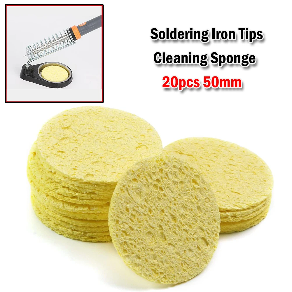 

20pcs Round Soldering Iron Tips Cleaning Sponge Cleaner High Temperature Enduring Condense Sponge For Welding Tip Cleaining Tool
