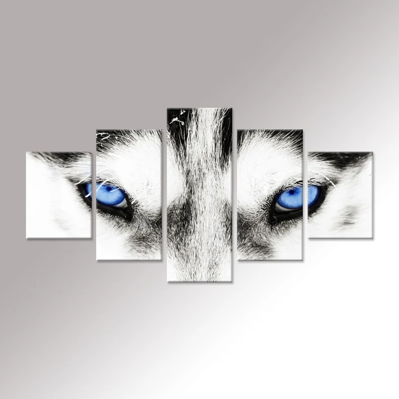 Постер с изображением Белого Волка для домашнего декора Картина на холсте синих