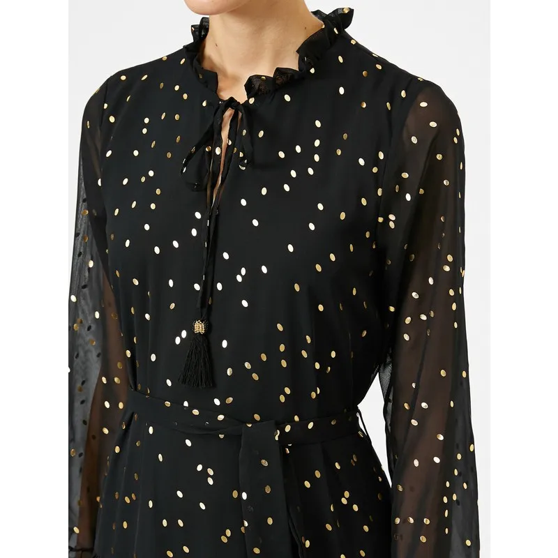 

Women's Long Sleeve Polka Dot Dress Women Summer Dress Casual Long Prom Midi Maxi