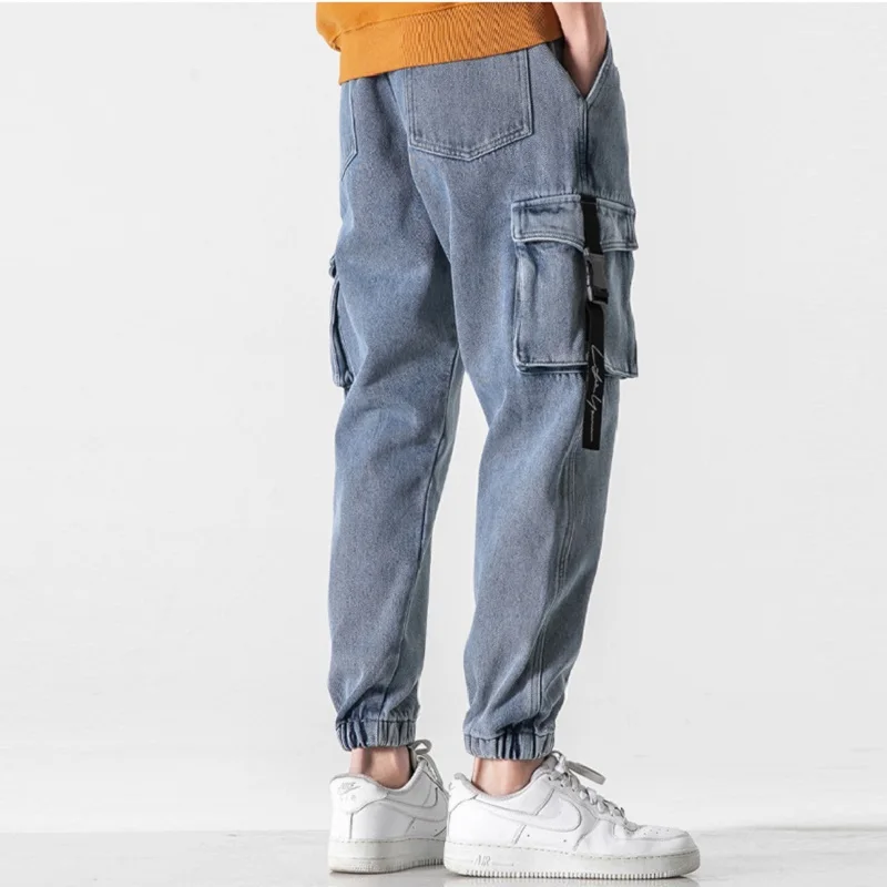 Cargo Pants Men 2021 Spring and Autumn New Jeans Japanese Trendy Brand Fashion Casual Trousers Men Blue Baggy Jeans