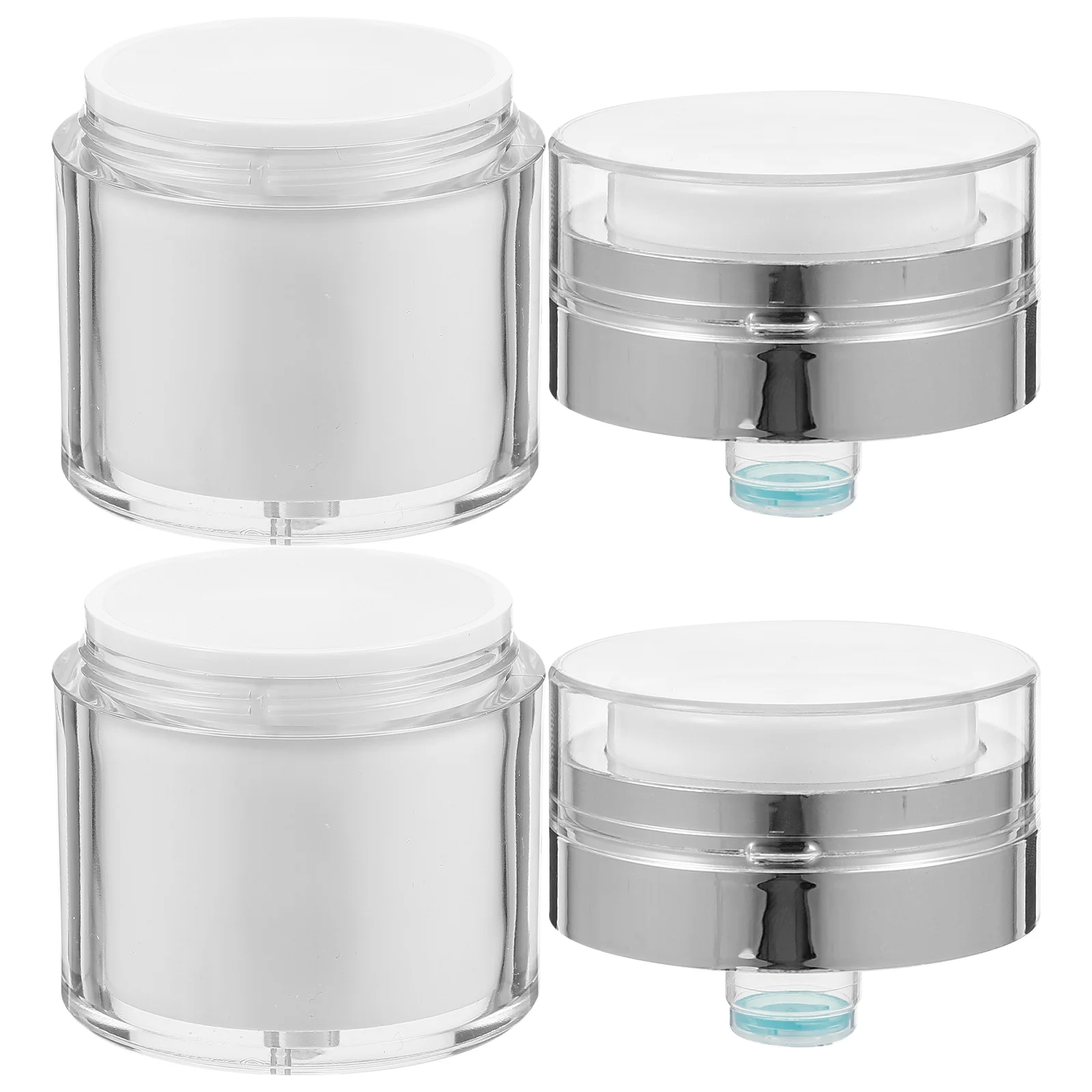 

Empty Jars Round Bottle: 2pcs 50g Airless Pump Containers Vacuum Press Jars Refillable Lotion Box for Lip Balms Cosmetics