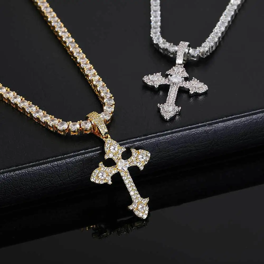 

2023 Catholic Rosary Label Exorcism Cross Pendant Necklace Jesus Accessories Jewelry Medal Inlaid AAA Cubic Zirconia Chain