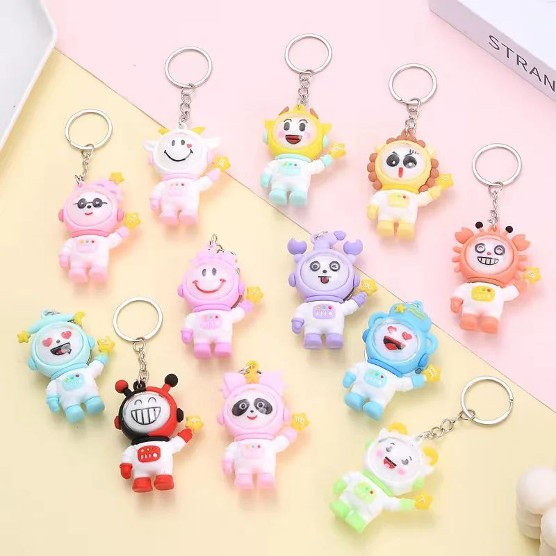 

12Pcs/Lot Anime Astronaut Key Buckle Astronaut Pendant PVC Hang Bag Exquisite Keychain For Car Keys Small Gifts Jewelry