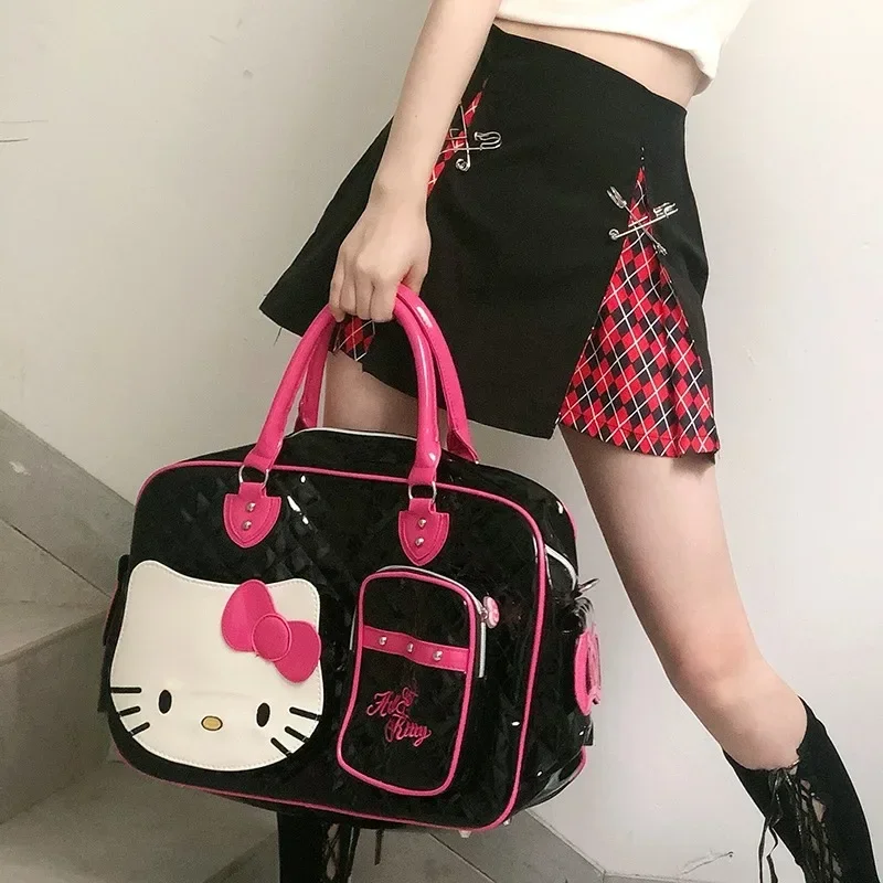 

Sanrio Аниме Фигурка HelloKitty Сумка через плечо Милая Kawaii 2yk крутая девушка модная большая емкость лакированная кожа сумка для друзей подарок
